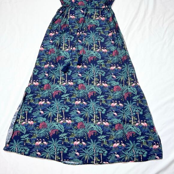 Vineyard Vines Textured Button Front Kaftan Sleeveless Dress Tropical Navy Small - Picture 4 of 14